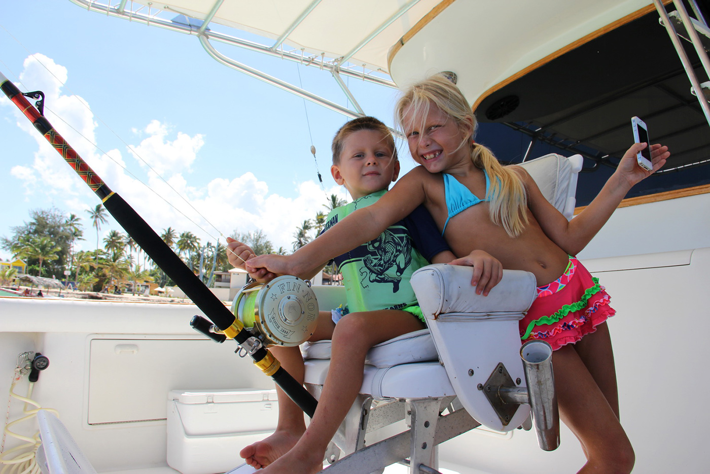 kids on boat