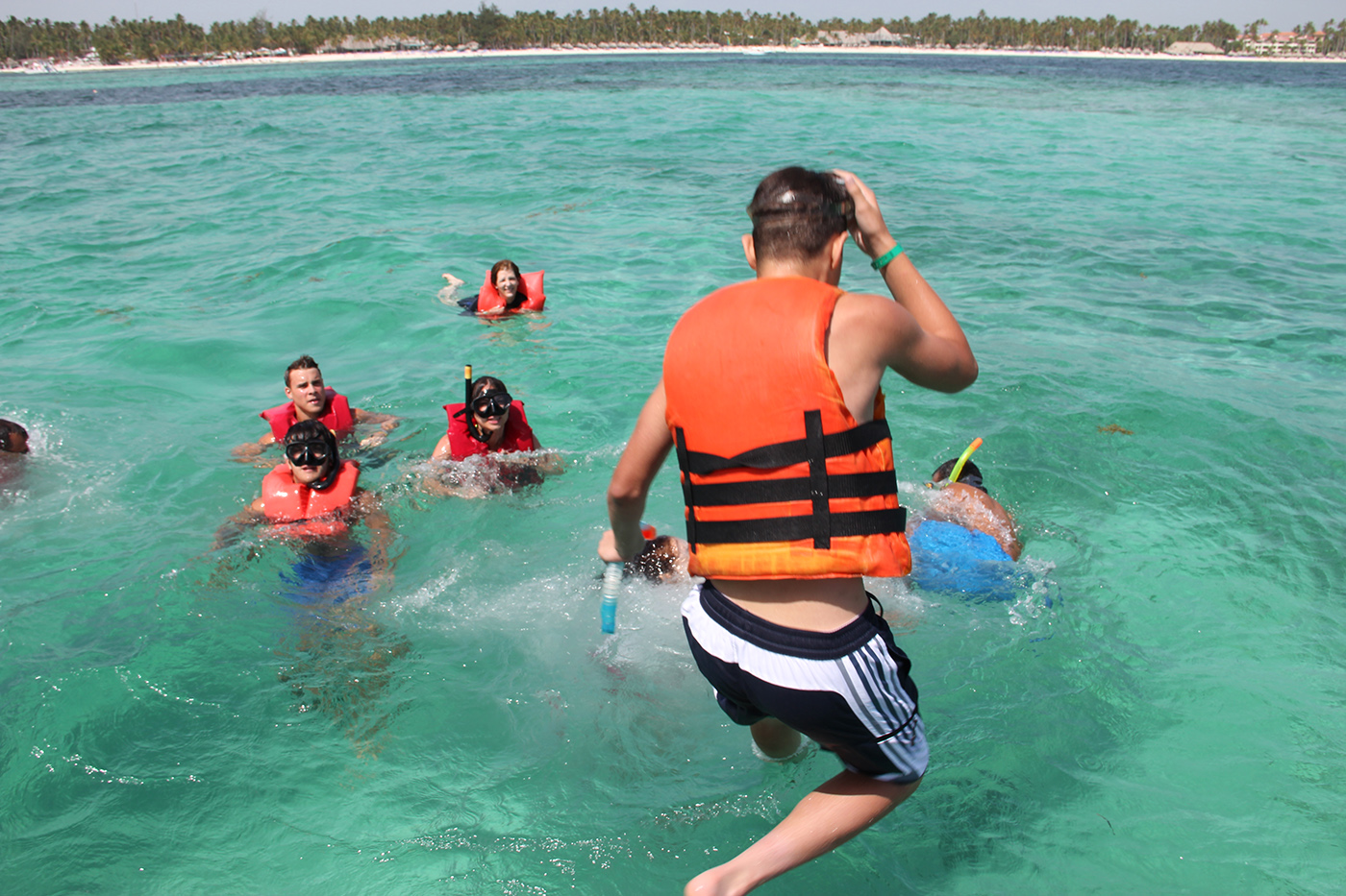 Snorkeling party on boat